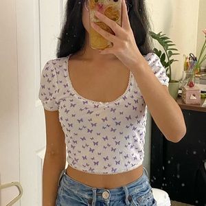 Pacsun Butterfly Scoop Neck Crop Top